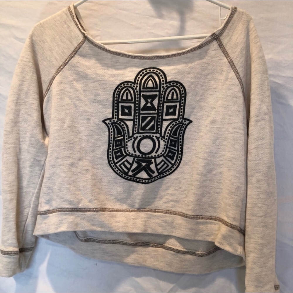 Cropped boho chic hamsa crop top/sweatshirt